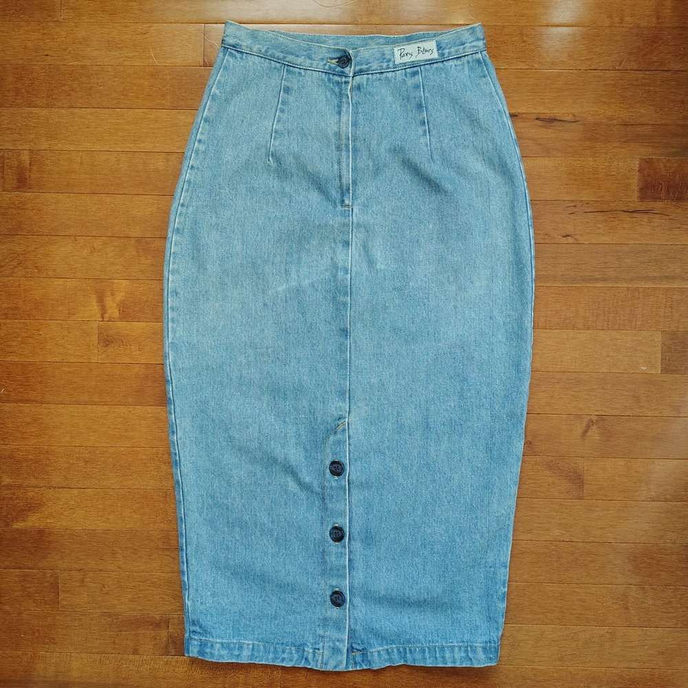 Vintage 90s Paris Blues High Waisted Denim Midi Skirt - Juniors 11 (28")